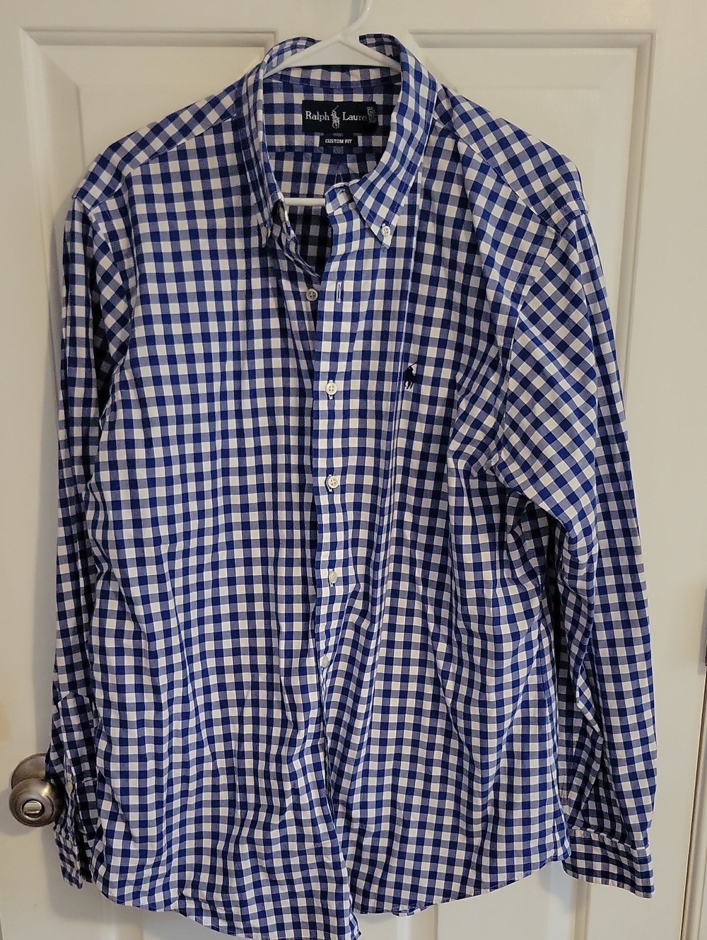 Ralph Lauren Blue and White Gingham Button-Down Shirt